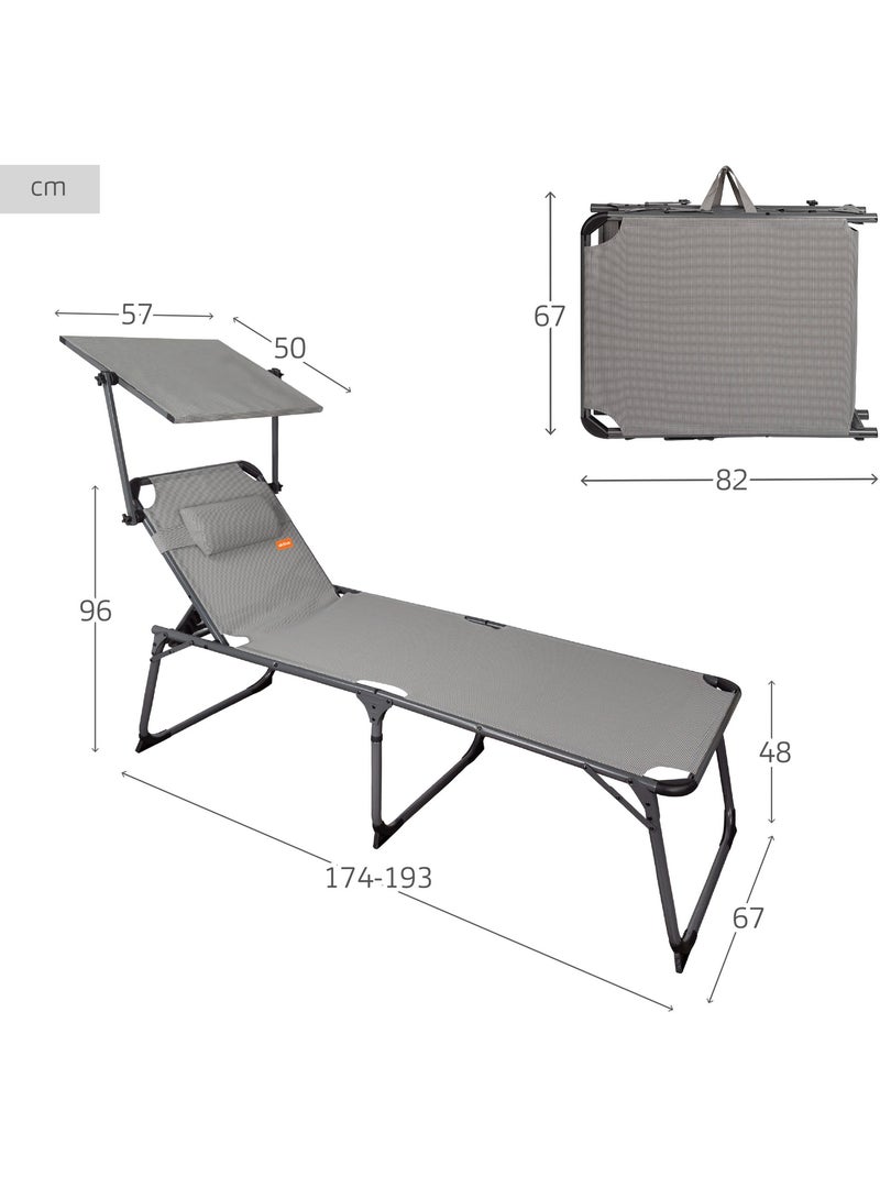 Bain de soleil pliant avec parasol et coussin aktive Gris - Kiabi