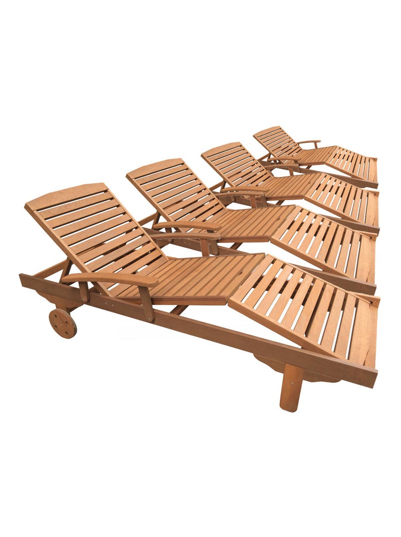 Bain de soleil pliant en bois exotique "Singapour" - Maple - Marron clair - Lot de 4 Marron clair - Kiabi