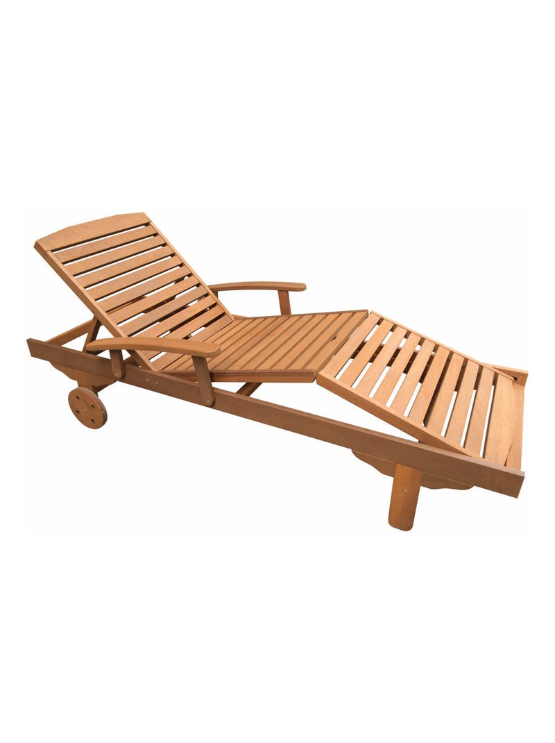 Bain de soleil pliant en bois exotique "Singapour" - Marron clair Marron clair - Kiabi