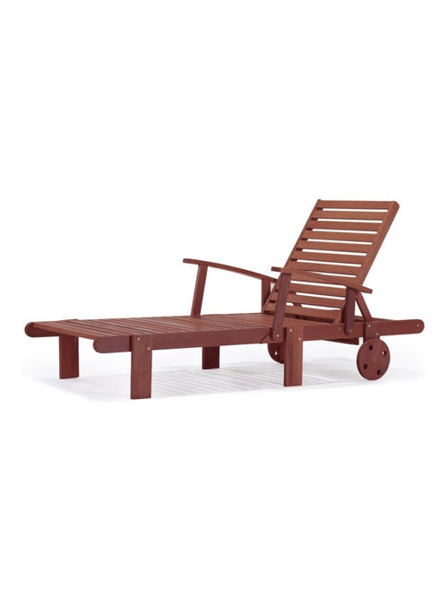 Bain de soleil pliant en bois exotique "Tokyo" - Mahogany- Marron acajou - Kiabi