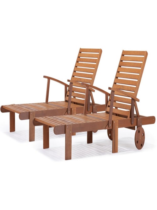 Bain de soleil pliant en bois exotique "Tokyo" - Maple - Marron clair - Lot de 2 - Kiabi
