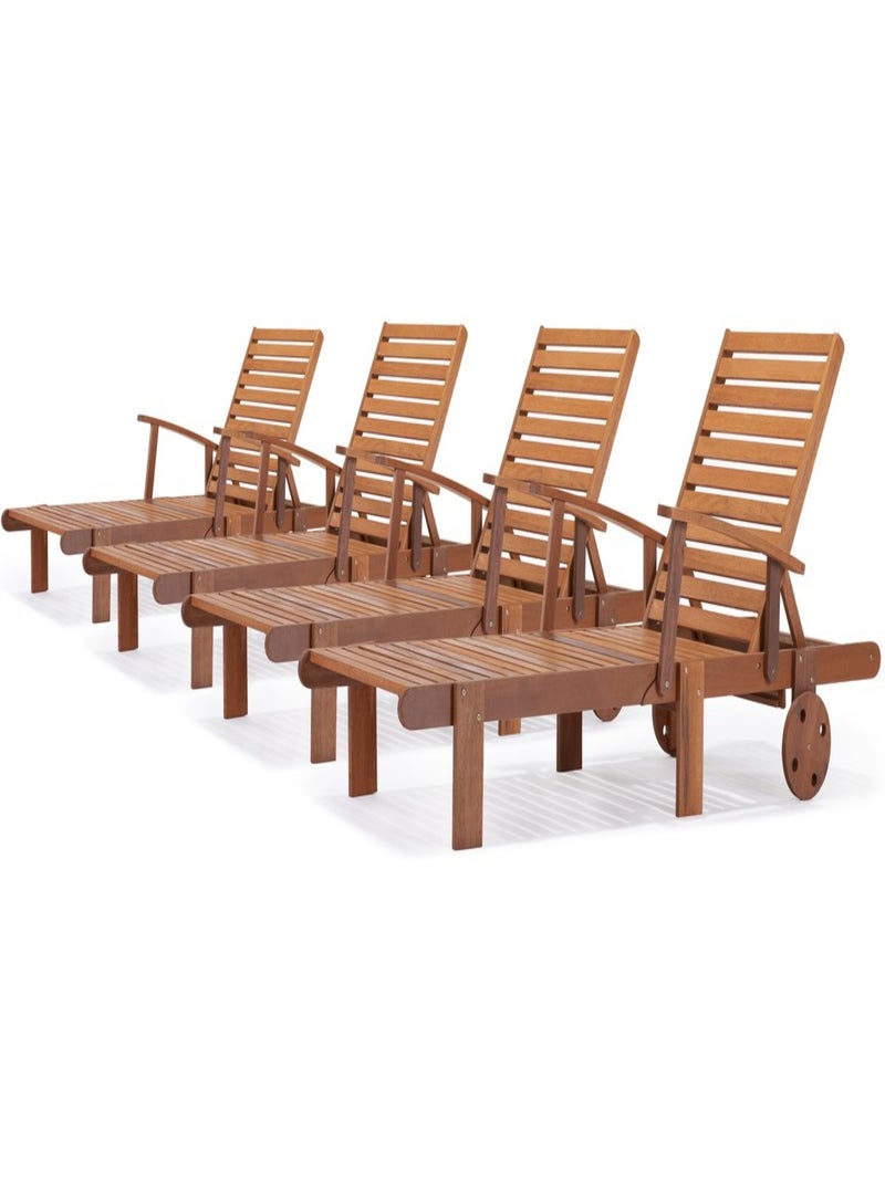 Bain de soleil pliant en bois exotique "Tokyo" - Maple - Marron clair - Lot de 4 Marron clair - Kiabi