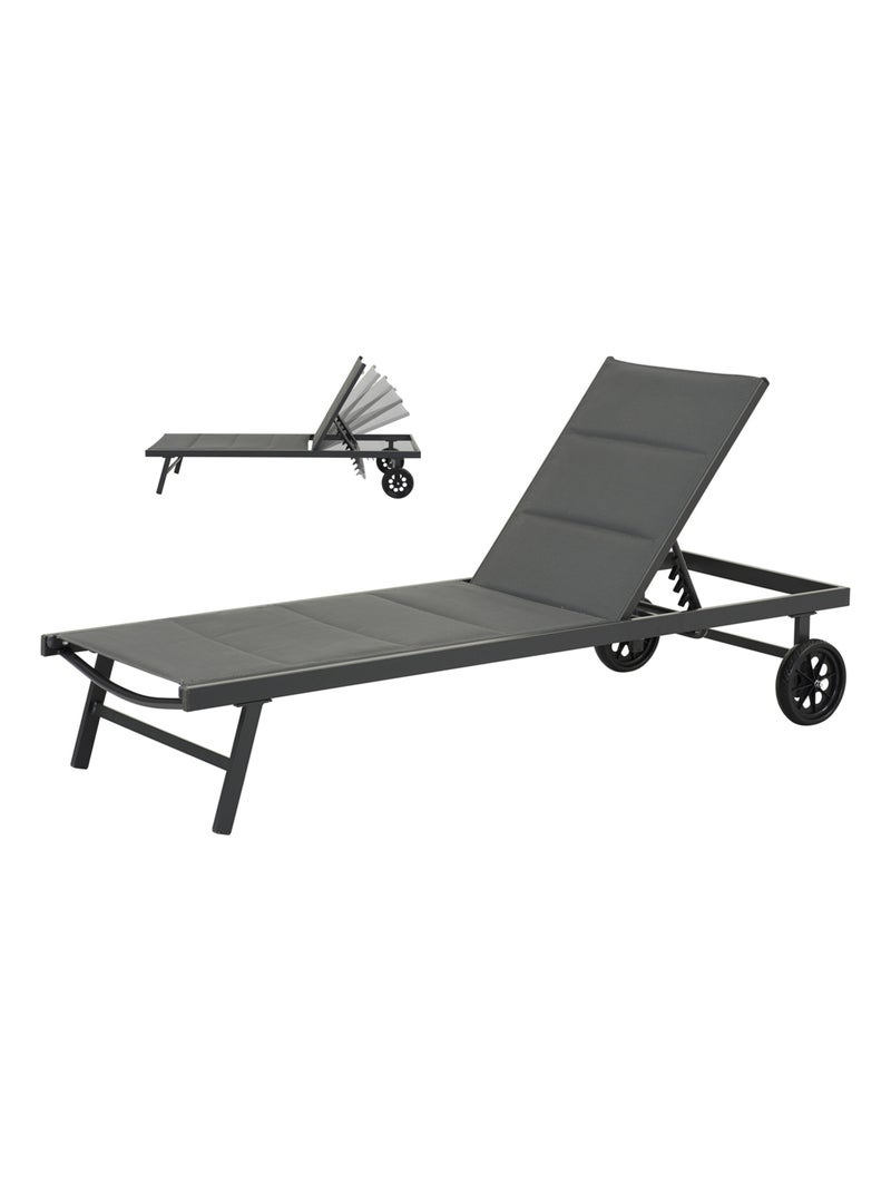 Bain de soleil textilène matelassé et aluminium Gris - Kiabi