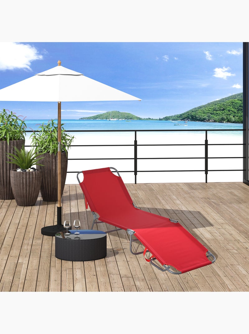Bain de soleil transat pliable dossier Rouge - Kiabi