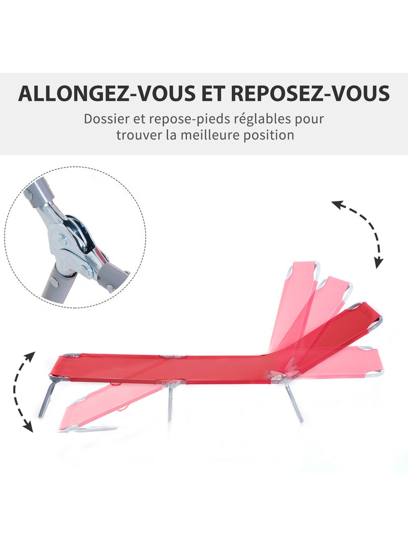 Bain de soleil transat pliable dossier Rouge - Kiabi