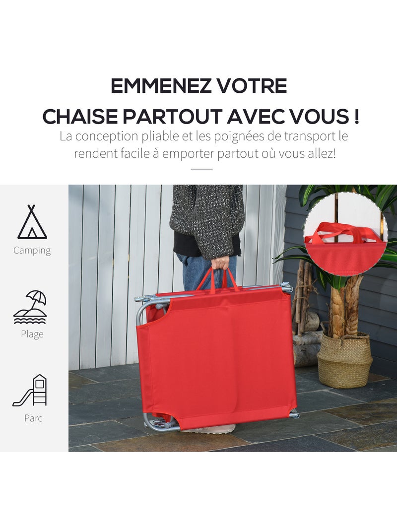 Bain de soleil transat pliable dossier Rouge - Kiabi