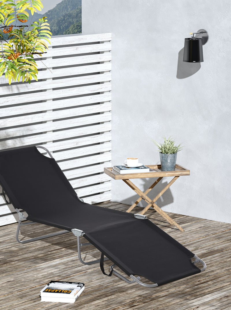 Bain de soleil transat pliable Noir - Kiabi