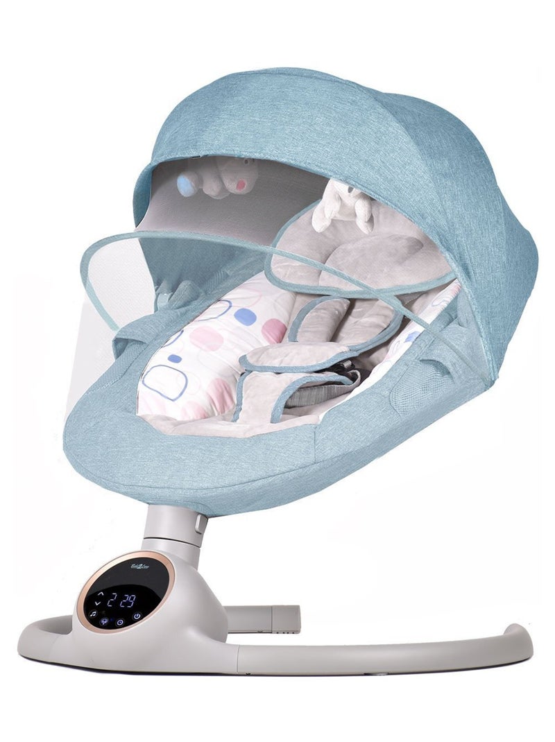 Balancelle bébé /transat électrique connécté ALPHA avec capote + moustiquaire Bleu - Kiabi
