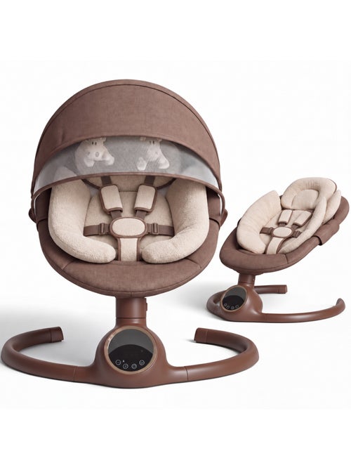 Balancelle bébé /transat électrique connécté ALPHA  avec capote + moustiquaire - Kiabi