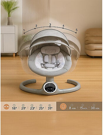 Balancelle bébé /transat électrique connécté ALPHA avec capote + moustiquaire