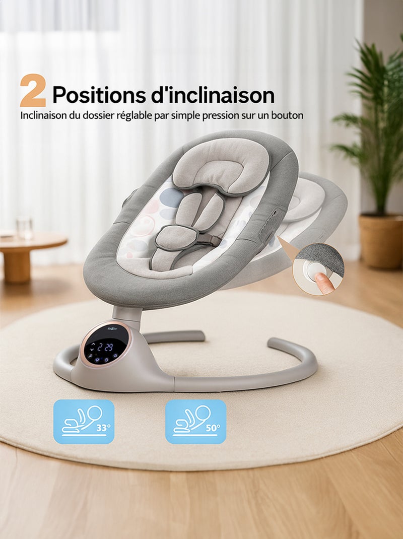 Balancelle bébé /transat électrique connécté ALPHA avec capote + moustiquaire Rose - Kiabi