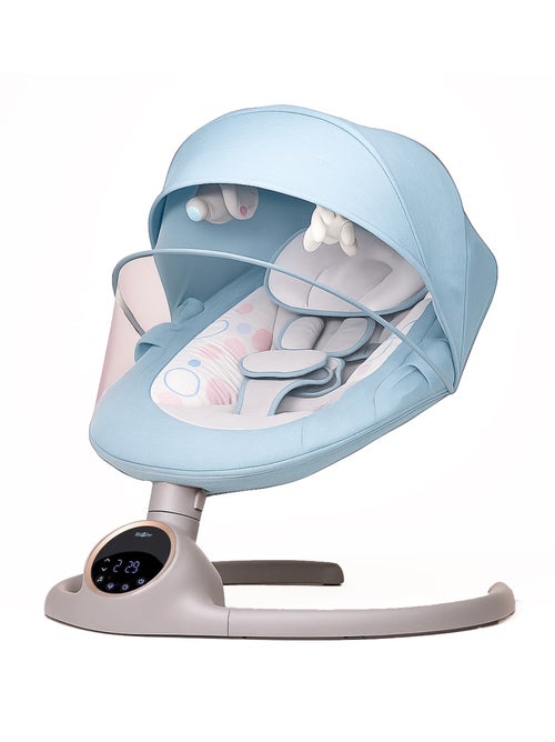 Balancelle bébé /transat électrique connécté ALPHA  bleu avec capote + moustiquaire - Kiabi