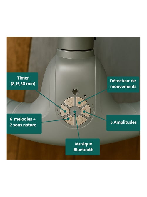 Balancelle bébé /transat électrique connécté Alphaavec capote + moustiquaire - Kiabi