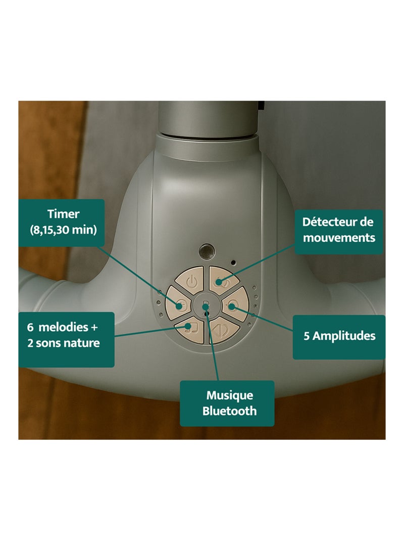Balancelle bébé /transat électrique connécté Alphaavec capote + moustiquaire Beige - Kiabi