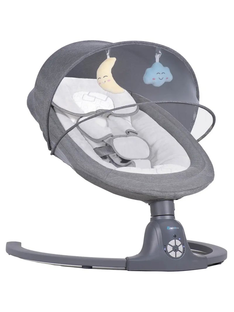 Balancelle bébé /transat électrique connécté AVA  avec capote + moustiquaire Gris - Kiabi