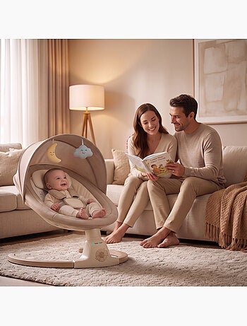 Balancelle bébé /transat électrique connéctée AVA avec capote + moustiquaire
