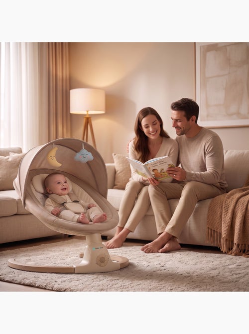 Balancelle bébé /transat électrique connéctée AVA avec capote + moustiquaire - Kiabi