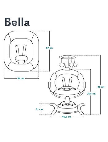 Balancelle Électrique 360° LIONELO Bella - Léger - 12 mélodies - 6 modes - Télécommande