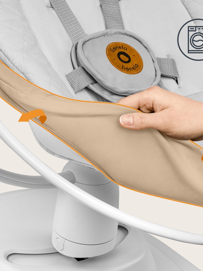 Balancelle Électrique 360° LIONELO Bella - Léger - 12 mélodies - 6 modes - Télécommande Gris Blanc - Kiabi