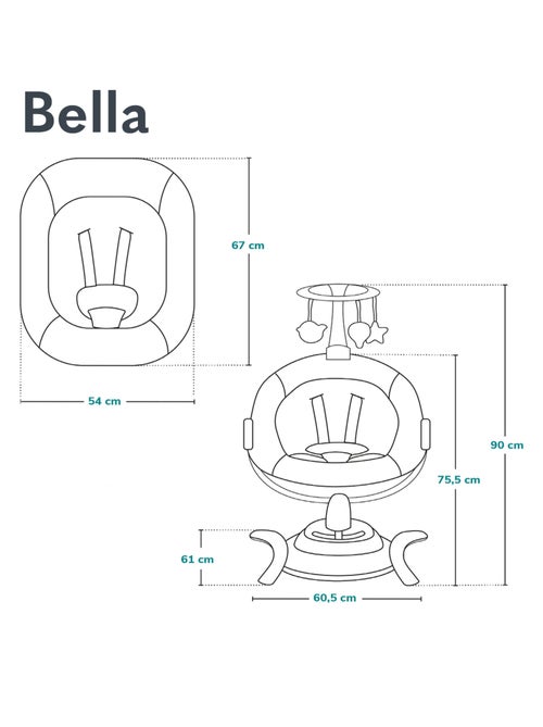 Balancelle Électrique 360° LIONELO Bella -  Léger - 12 mélodies - 6 modes - Télécommande - Kiabi