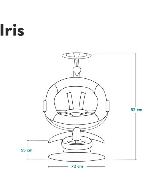 Balancelle Électrique 360° LIONELO Iris - Transat - Léger - 12 mélodies - 3 modes - 5 vitesse - Kiabi