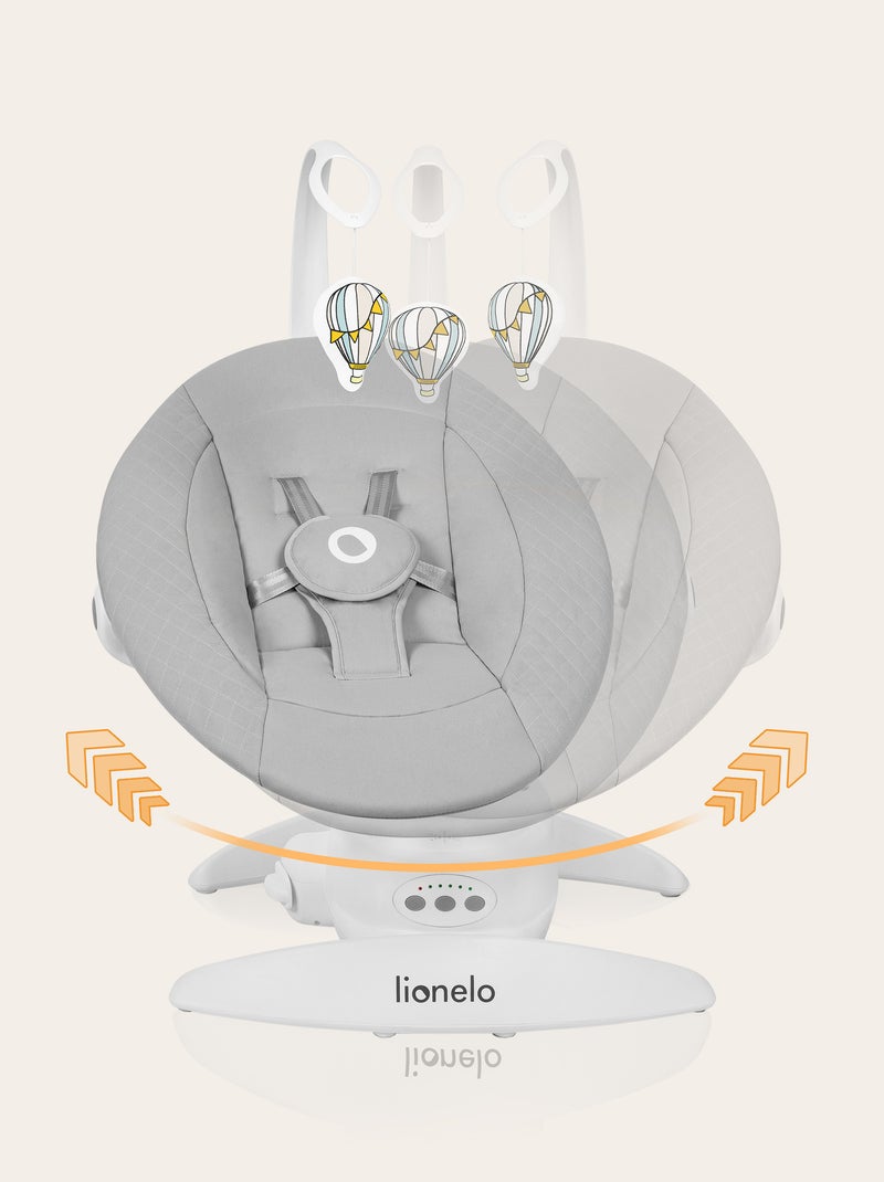 Balancelle Électrique 360° LIONELO Iris - Transat - Léger - 12 mélodies - 3 modes - 5 vitesse Gris - Kiabi