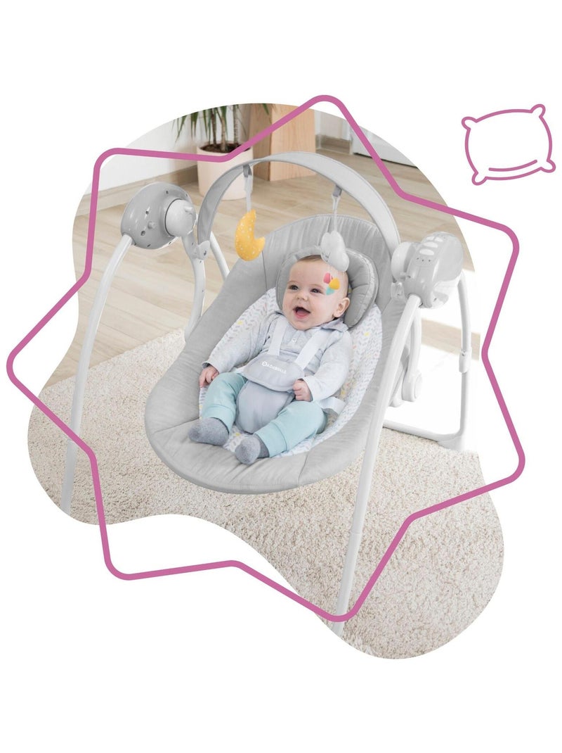 Balancelle Electrique Bébé Candy - Arche de jeux inclus - Berceuses 'Badabulle' Gris clair - Kiabi