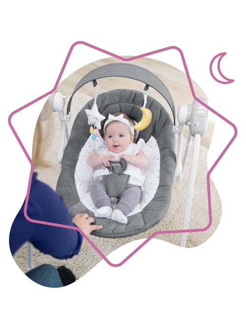 Balancelle Electrique Bébé Moonlight - Arche de jeux inclus - Berceuses, 'Badabulle' - Kiabi