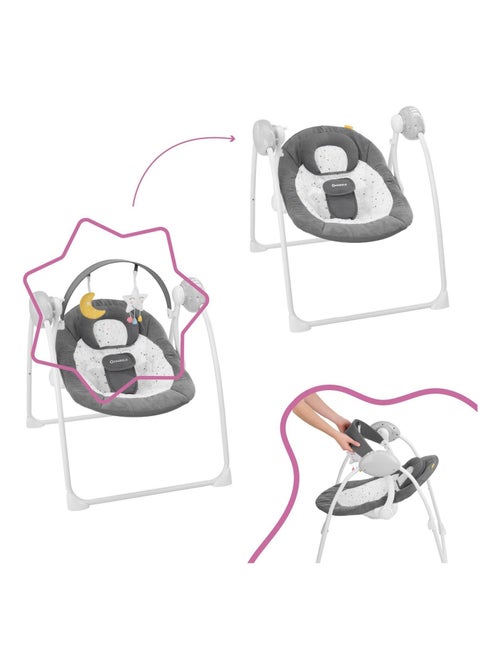 Balancelle Electrique Bébé Moonlight - Arche de jeux inclus - Berceuses, 'Badabulle' - Kiabi