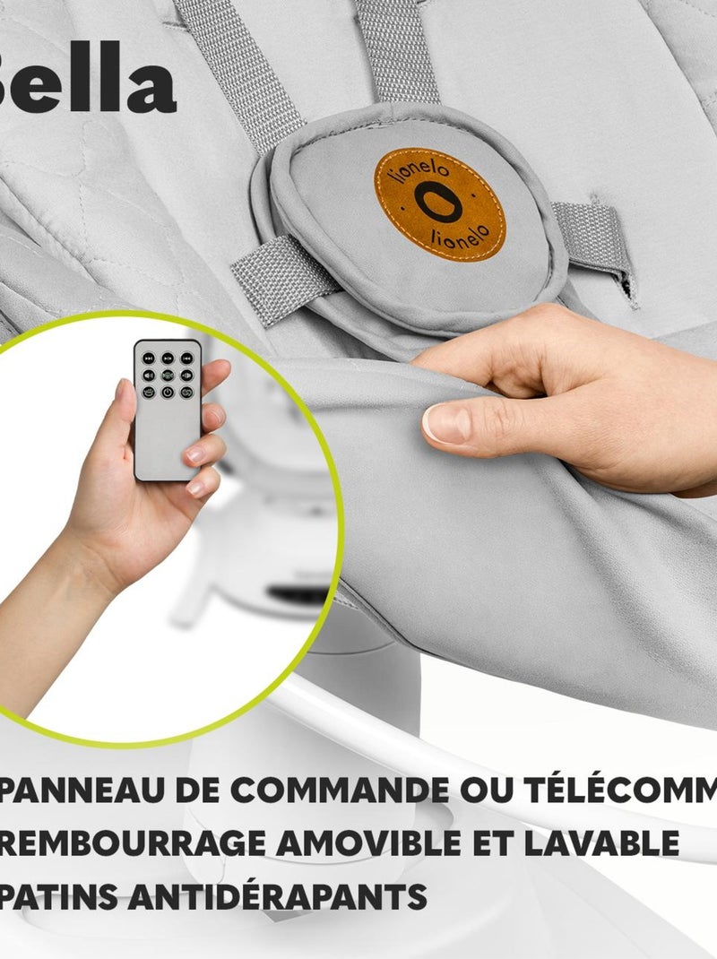 Balancelle et Nacelle Électrique 360° LIONELO Bella Set - 12 mélodies - 6 modes - Télécommande Blanc Gris Blanc - Kiabi