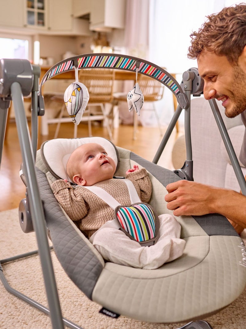 Balancelle et transat LIONELO Otto - Sons nature - 5 vitesses de balancement - Pliage compact Gris - Kiabi