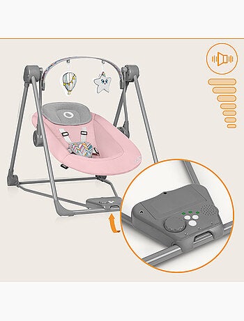 Balancelle et transat LIONELO Otto - Sons nature - 5 vitesses de balancement - Pliage compact