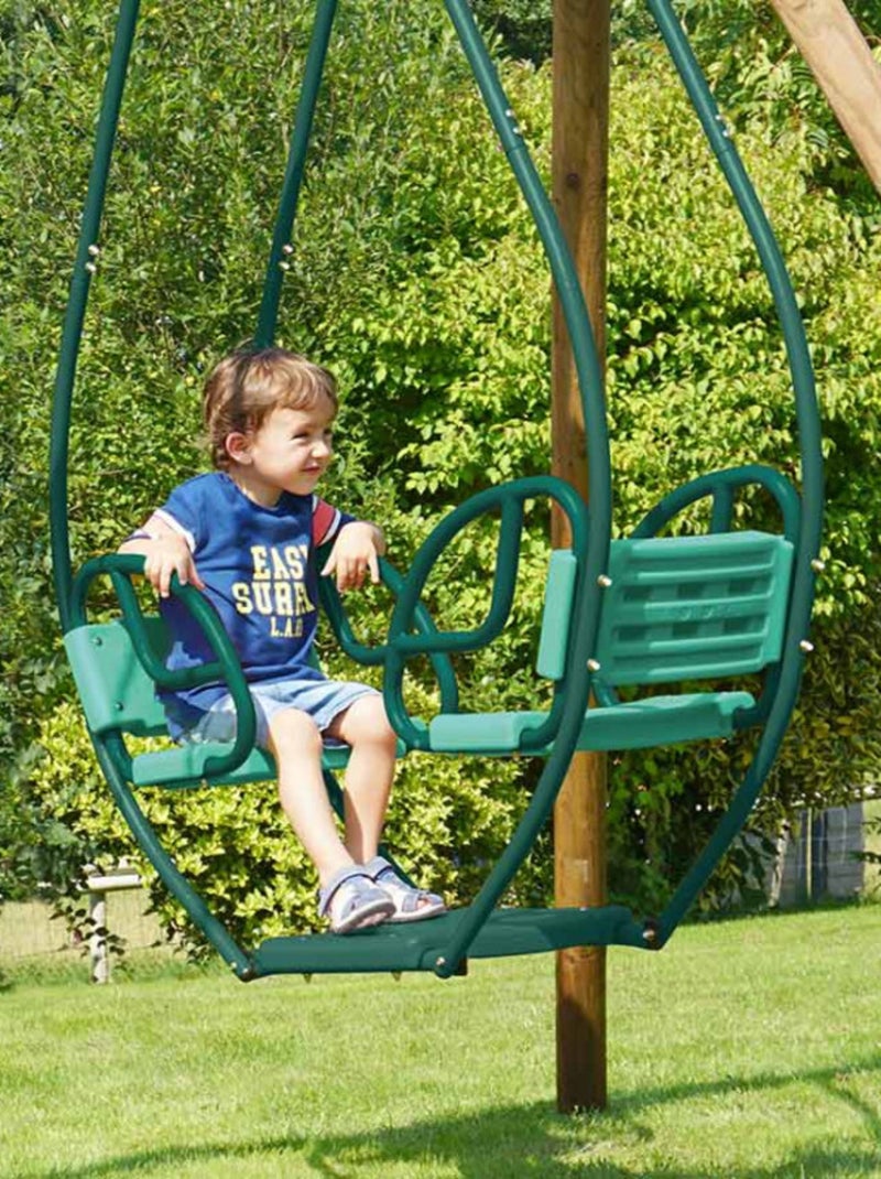 Balancelle face à face double pour portique bois rond Vert - Kiabi