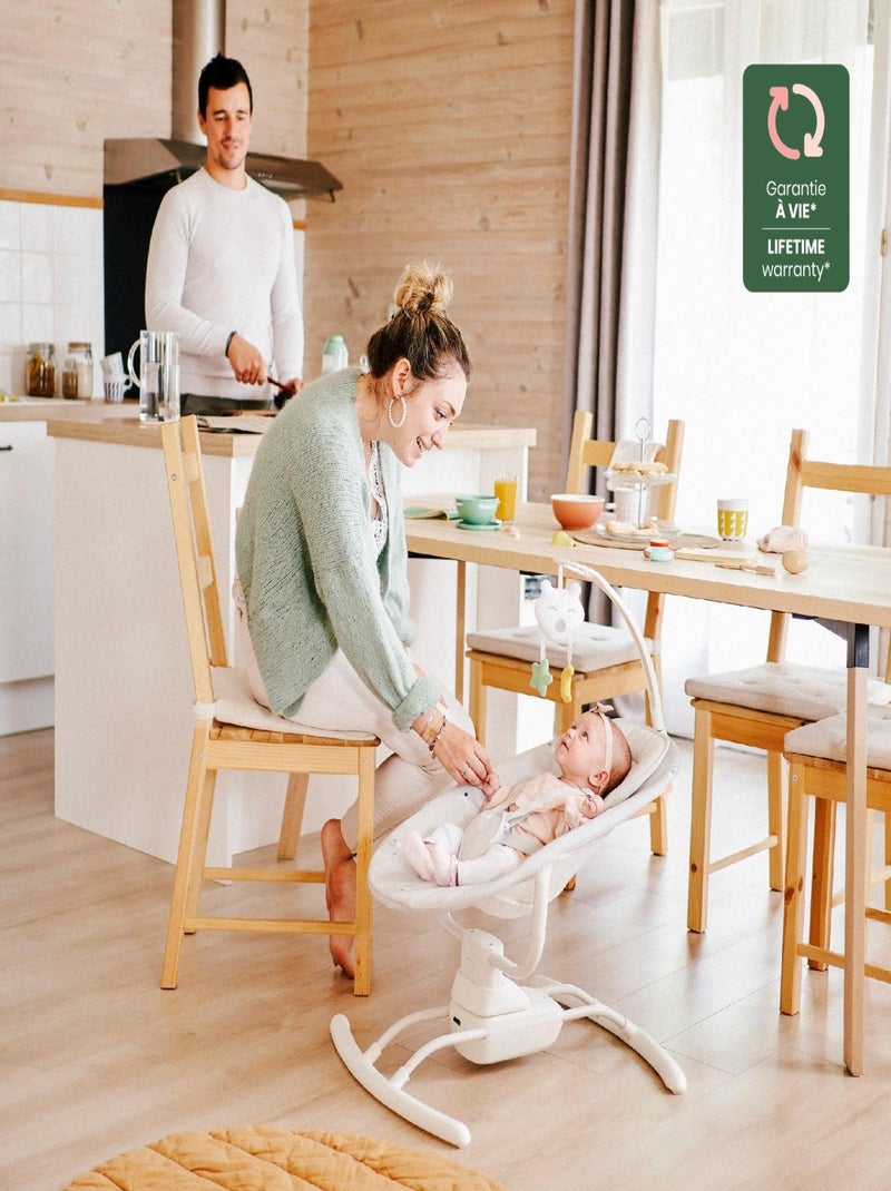 Balancelle latérale multifonctions, 8 berceuses réglables, Lichen 'Badabulle' Gris clair - Kiabi