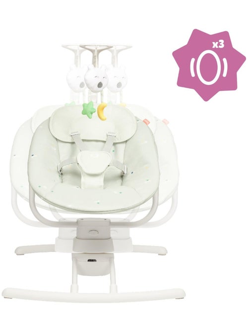 Balancelle latérale multifonctions, 8 berceuses réglables, Lichen 'Badabulle' - Kiabi