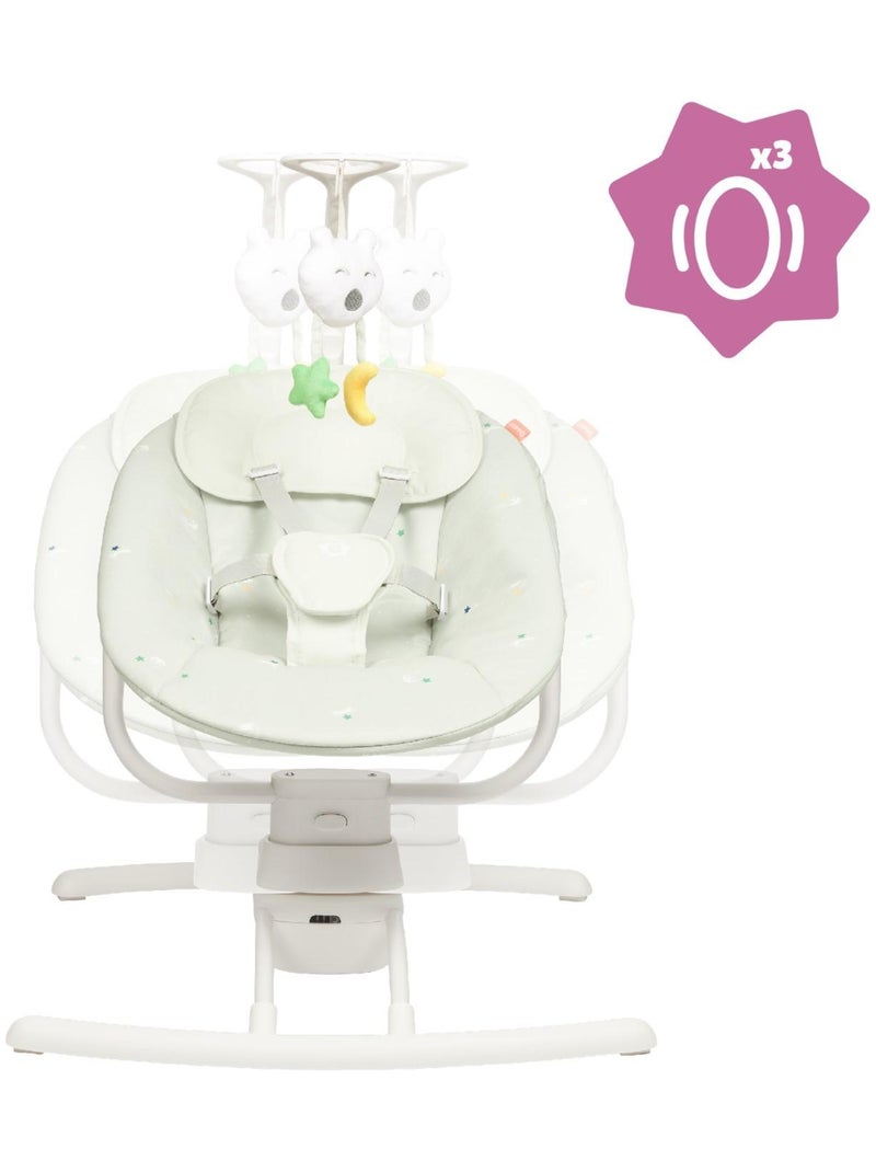 Balancelle latérale multifonctions, 8 berceuses réglables, Lichen 'Badabulle' Gris clair - Kiabi