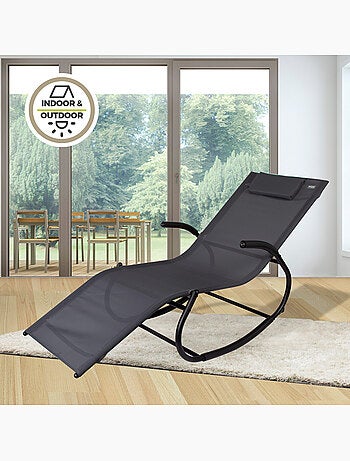 Balancelle rocking-chair de jardin anthracite avec coussin aktive