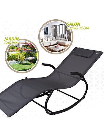 Balancelle rocking-chair de jardin anthracite avec coussin aktive