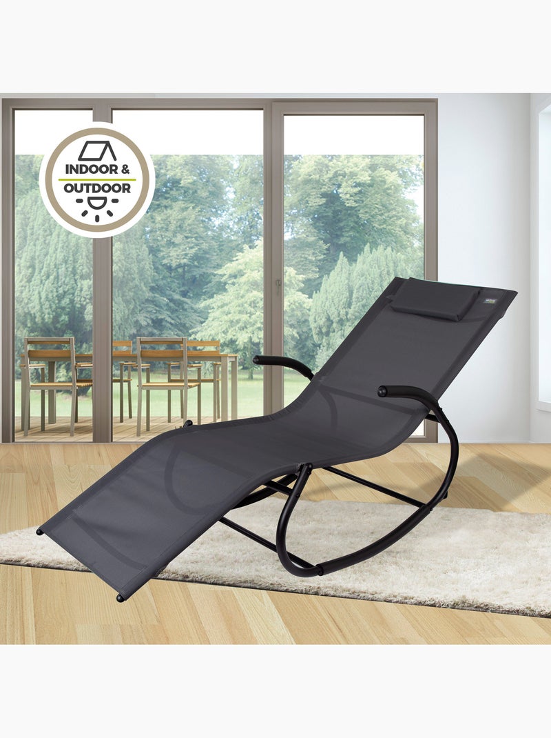 Balancelle rocking-chair de jardin anthracite avec coussin aktive gris anthracite - Kiabi