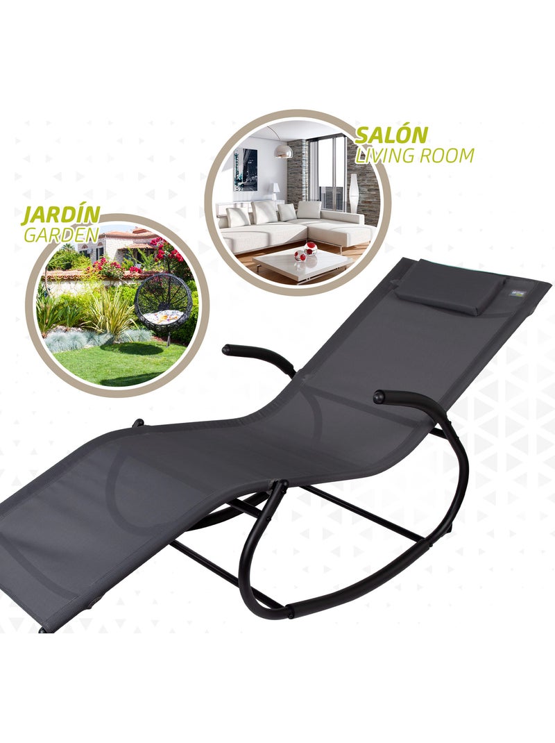 Balancelle rocking-chair de jardin anthracite avec coussin aktive gris anthracite - Kiabi