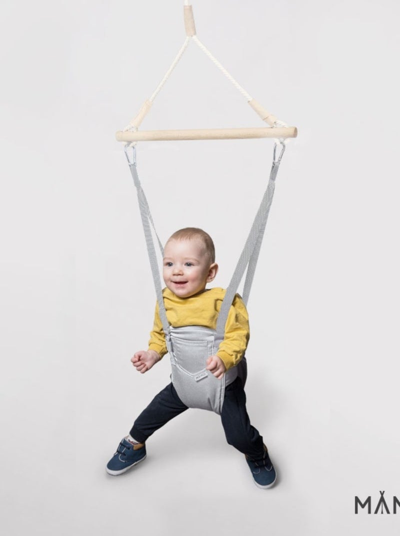 Balancelle suspendue bébé  Jumper (6- 24 mois) avec harnais et crochet Gris clair - Kiabi