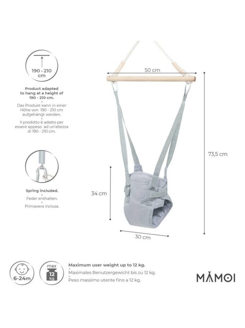 Balancelle suspendue bébé  Jumper (6- 24 mois) avec harnais et crochet Gris clair - Kiabi