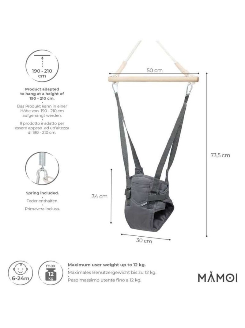 Balancelle suspendue bébé  Jumper (6- 24 mois) avec harnais et crochet Gris foncé - Kiabi