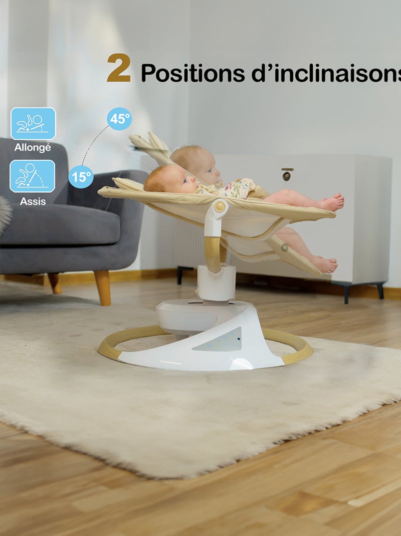 Balancelle / transat electrique bebe Emy de BEBELUXE Balancement naturel Beige - Kiabi
