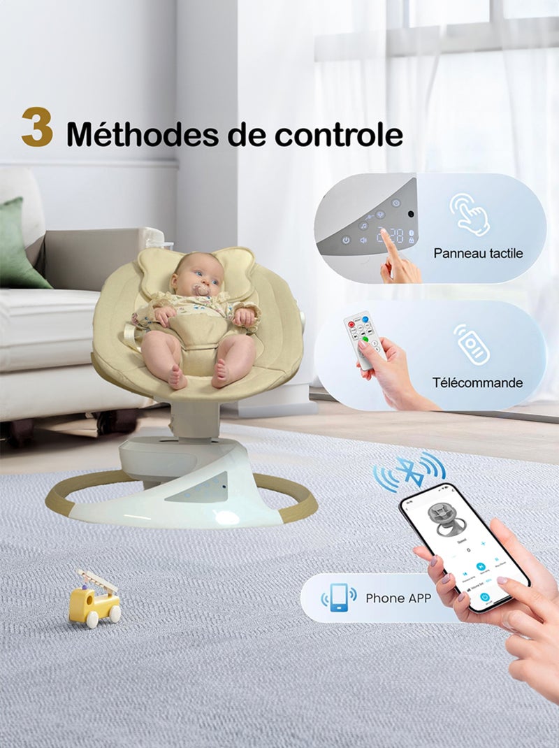 Balancelle / transat electrique bebe Emy de BEBELUXE Balancement naturel Gris - Kiabi