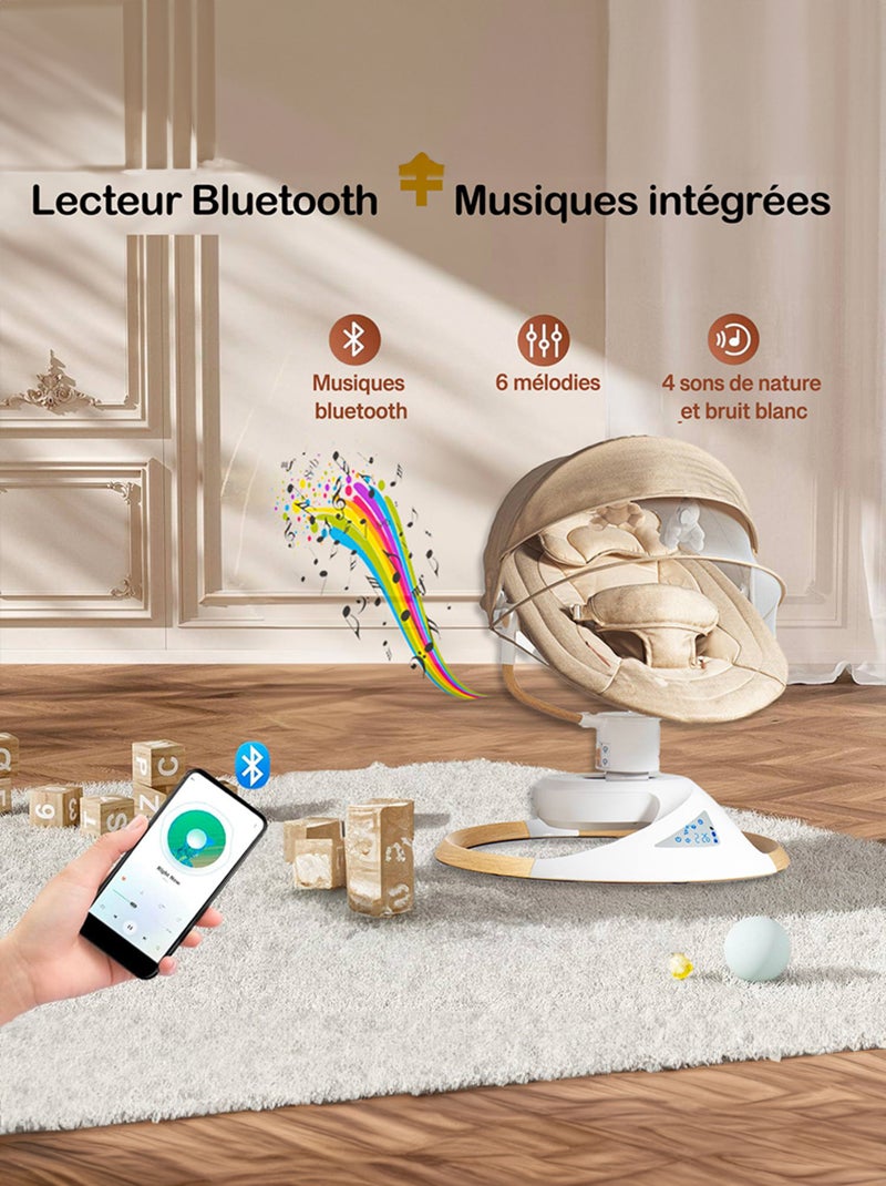 Balancelle / transat electrique bebe Emy de BEBELUXE Balancement naturel Gris - Kiabi