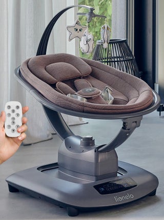 Balancelle Transat Électrique LIONELO Blossom - Revêtement 60% bambou - 5 mouvements - Télécommande