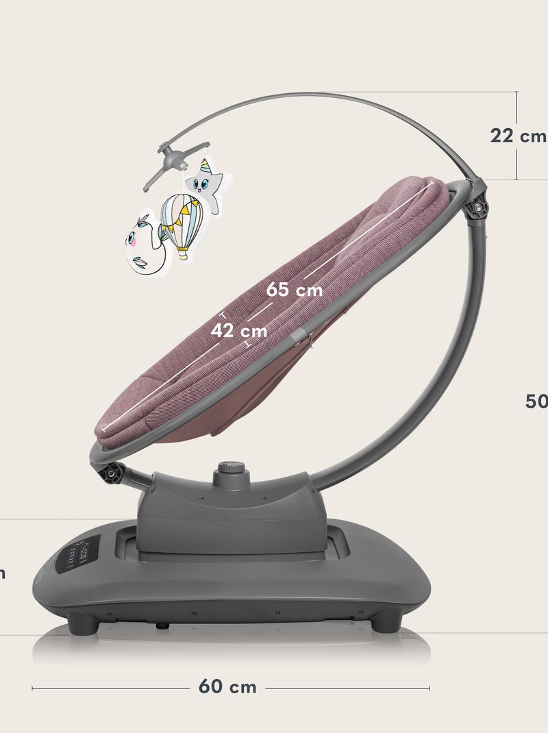 Balancelle Transat Électrique LIONELO Blossom - Revêtement 60% bambou - 5 mouvements - Télécommande Rose - Kiabi