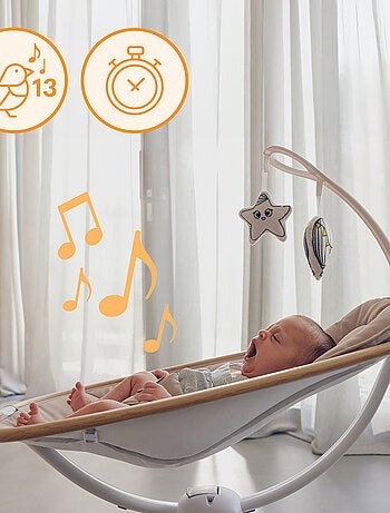 Balancelle Transat Électrique LIONELO Olivia - 5 mouvements - 180° - Télécommande - Mélodies
