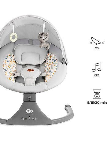 Balancelle-Transat Kinderkraft LUMI 2 Électrique avec Bercement Latéral, 12 Mélodies et Moustiquaire